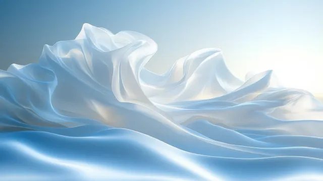 Flowing white and light blue silk folds with soft highlights and gentle light