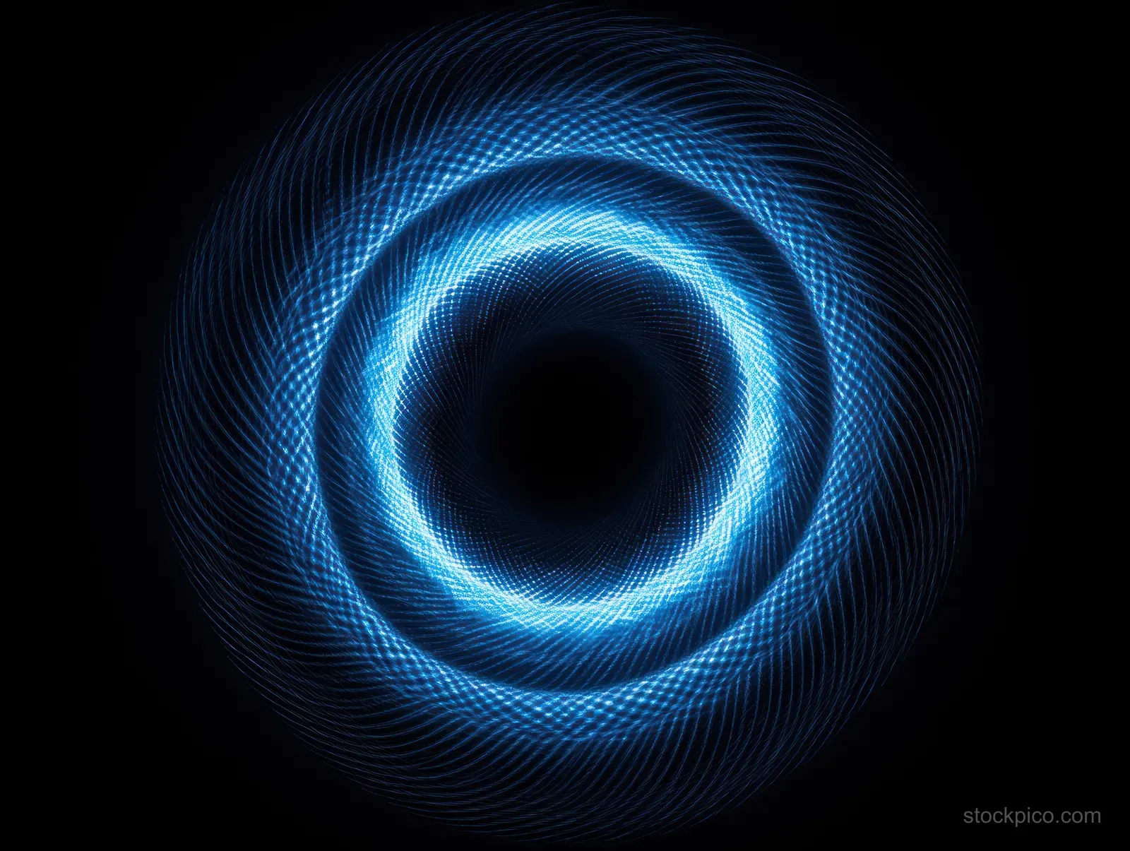 Glowing teal concentric rings ripple inward on a dark black background.