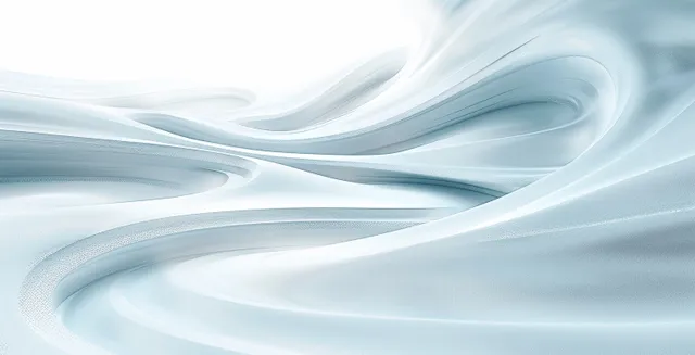 White flowing 3D curved lines form a smooth abstract background with a soft glow and light gradient.
