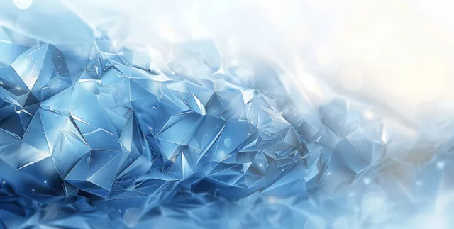 Frosty blue geometric crystal facets forming a glowing abstract background