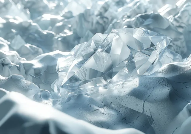 Faceted white crystal texture with soft light and shadow
