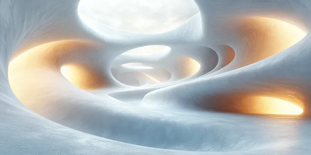 White flowing abstract curves with soft glow lighting on smooth minimalist interior surface