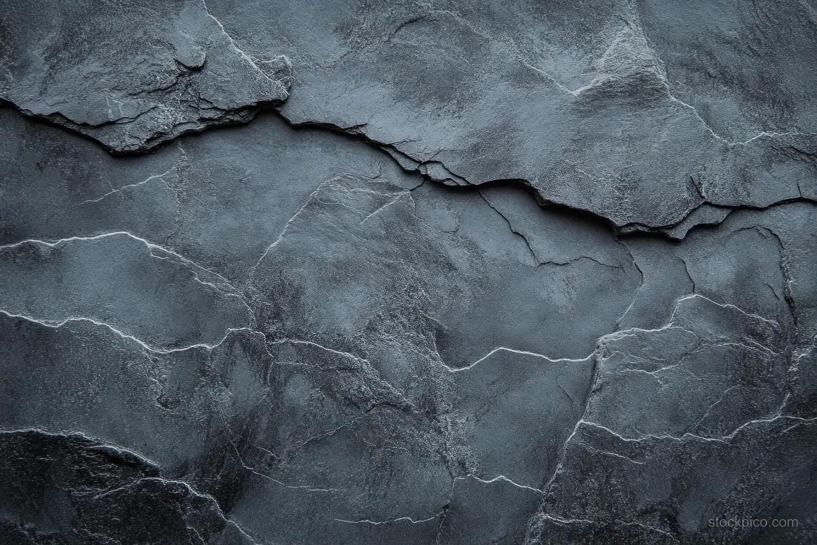 Close-up of a dark gray stone surface with rough texture and branching natural cracks.