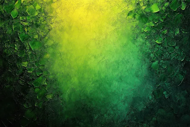 Smoky green-yellow spotlight glow spreads over a grunge wall texture with peeling paint and dark edges.