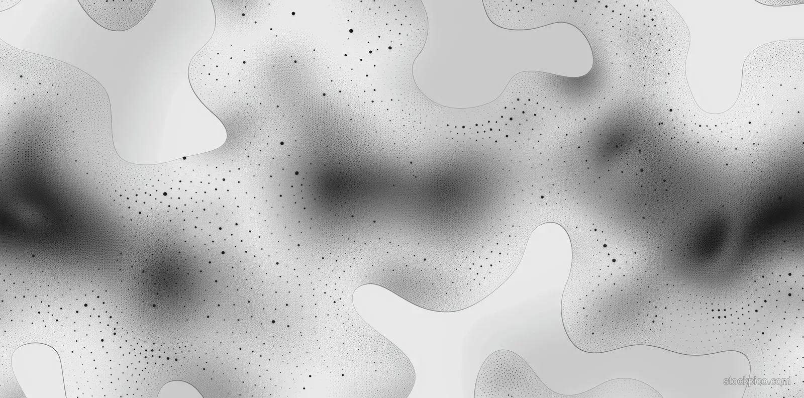 Seamless pattern of black doodle scribbles and ink speckles over a white background.
