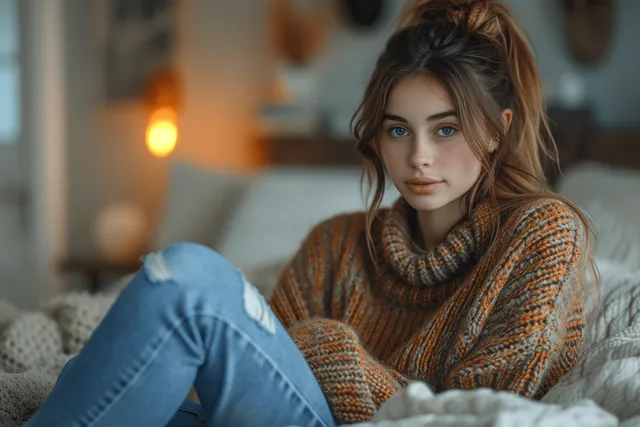Mother gently comforts distressed teenage daughter in cozy living room, close emotional hug