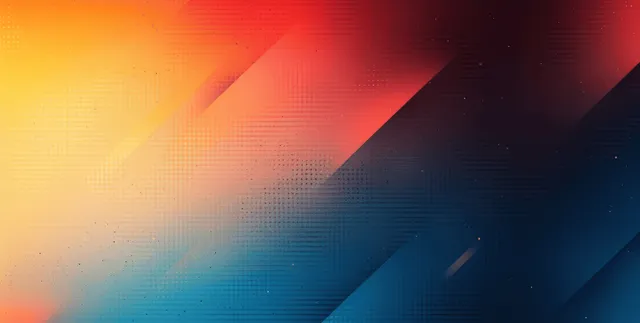 Blue and orange abstract gradient with grainy blur, diagonal shapes, and dark edges background