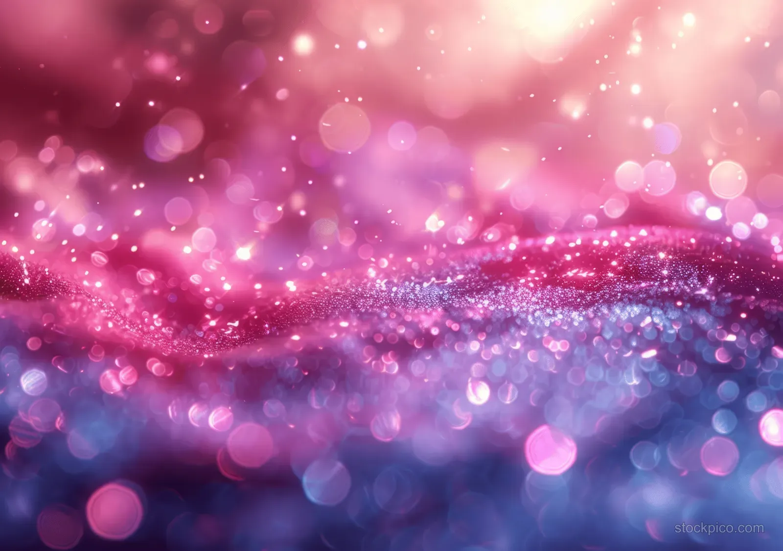 Pastel pink and purple bokeh lights shimmer over iridescent holographic foil with a soft lens flare.
