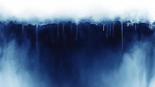 Blue and white watercolor abstract with dark indigo center and soft dripping texture