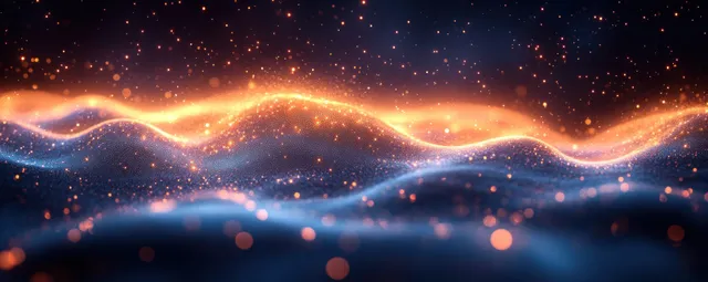 Neural network data stream flowing across a glowing digital cloudscape at night