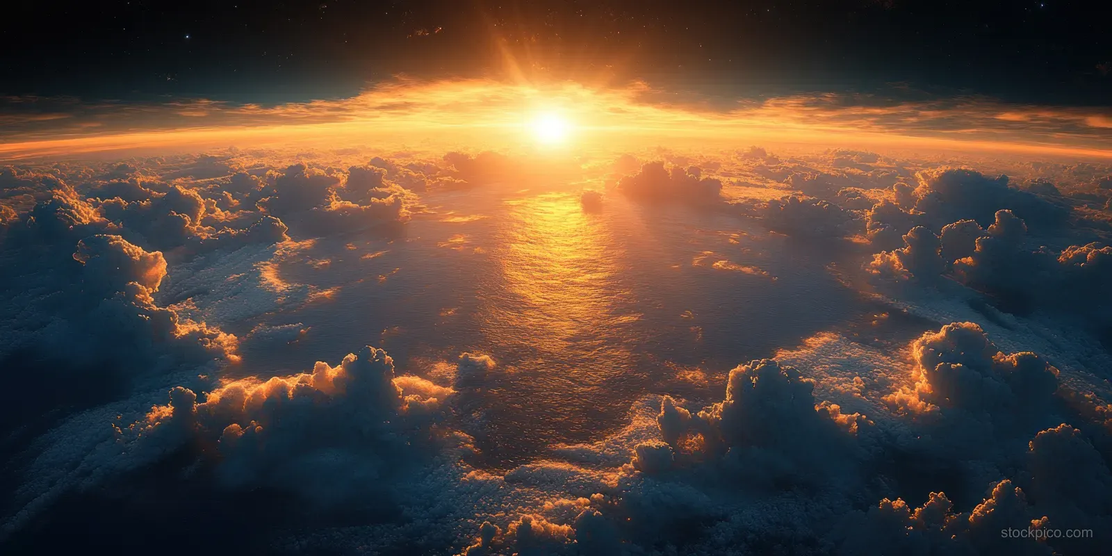 Earth from space with clouds and atmospheric glow over Australia and New Zealand, showing day light near the horizon and faint stars.