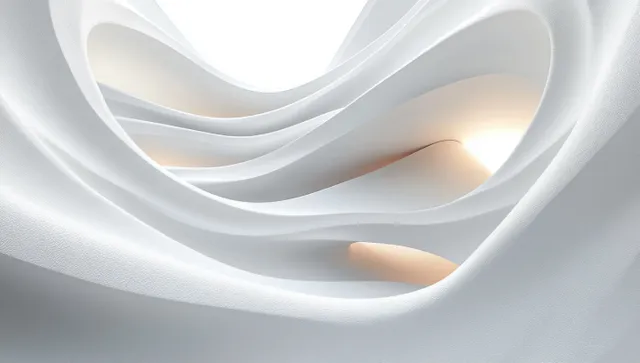 Minimal white abstract wave folds with soft light and smooth 3D texture