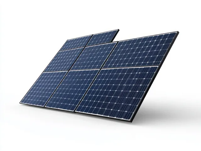 Nine blue solar panels arranged in a three-by-three grid on a white background.