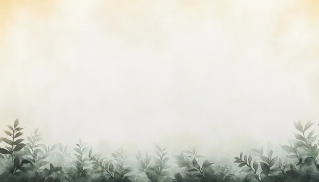 White watercolor paper texture with soft sage foliage border and empty copy space