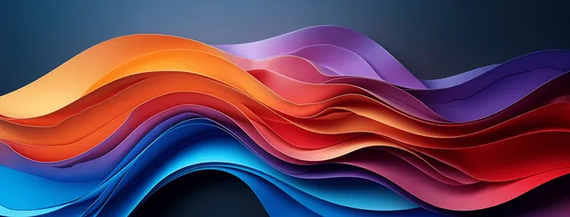 Ribbon-like abstract waves in magenta, violet, and orange with smooth gradient glow