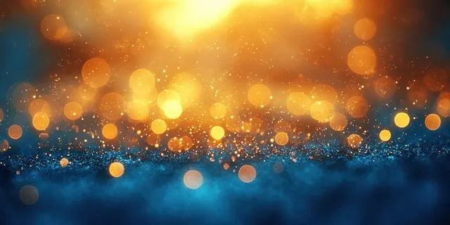 Sunlit tropical beach sand with glowing bokeh over blue water