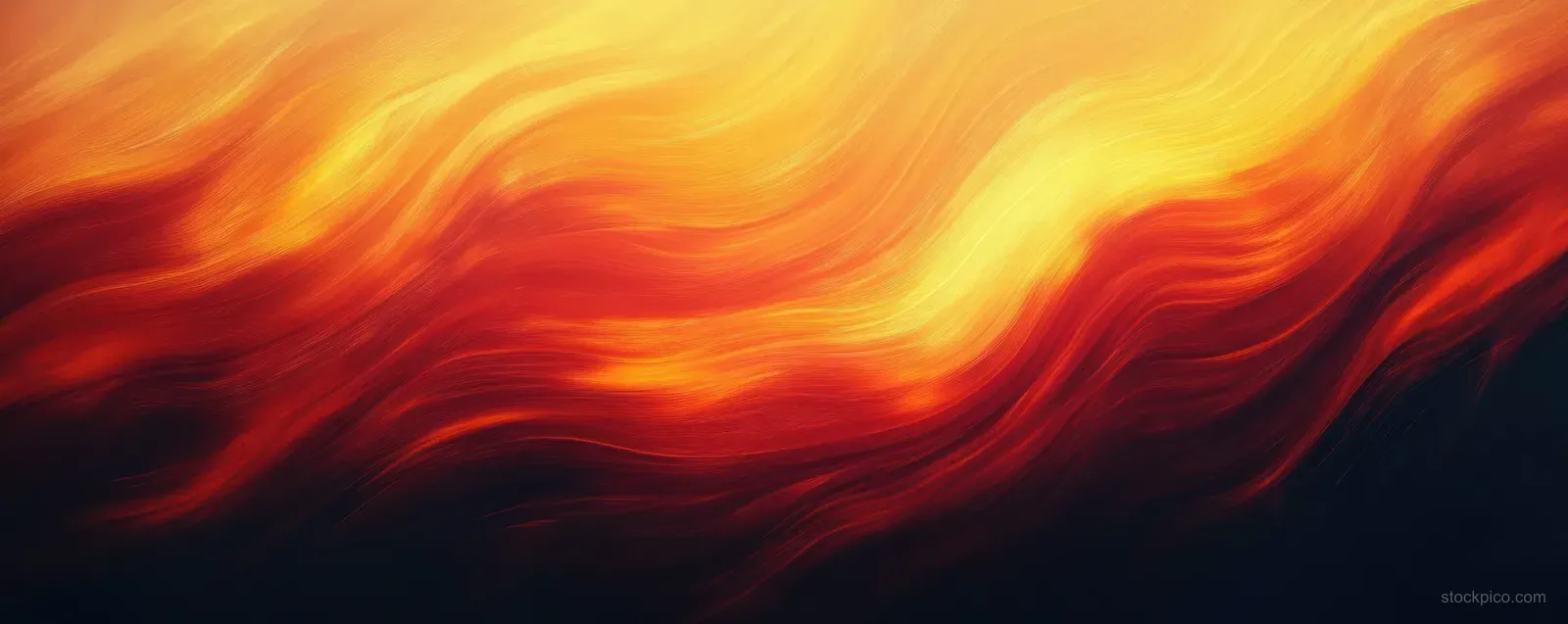 Fiery red and golden yellow wave-like gradient with bright glowing light streaks over a dark background.