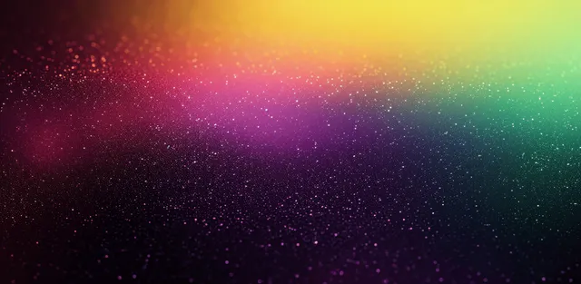 Abstract gradient background blending green, purple, and yellow with dark grainy noise and a soft glow.