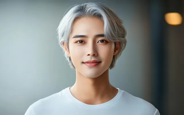 Silver-haired senior man wearing a white shirt facing the camera with a softly blurred background.