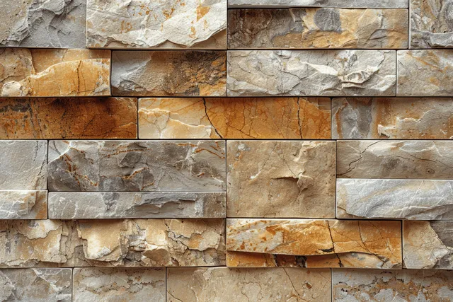 Cream and beige stacked stone wall pattern with subtle veining and realistic tile seams