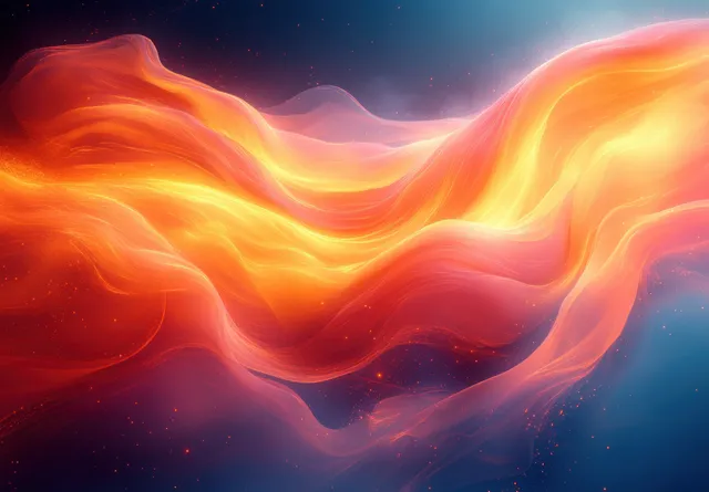 Neon ribbon waves glowing across a futuristic tech background with grid and light trails