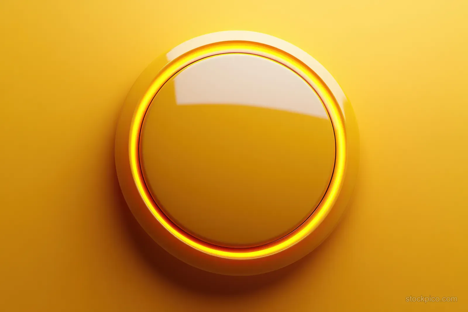 A glowing circular power button with a warm neon ring sits on a dark background.