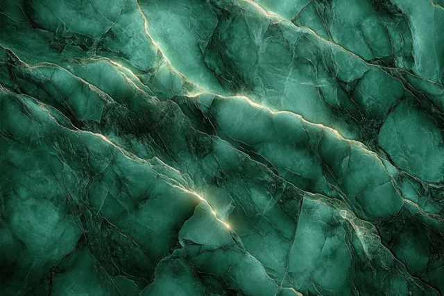 Veined green marble stone texture with glowing light veins for interior design backdrop