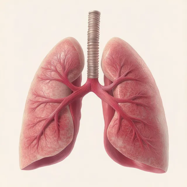 Human lungs anatomical illustration with bronchial tubes on clean white background