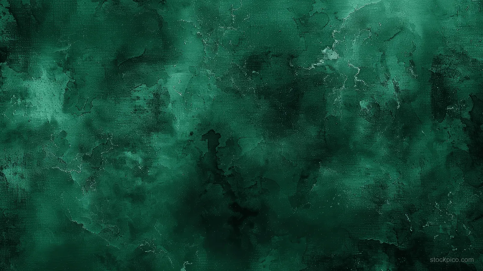 Dark emerald green watercolor texture featuring brush strokes, splashes, and grunge grain for a rich abstract background.