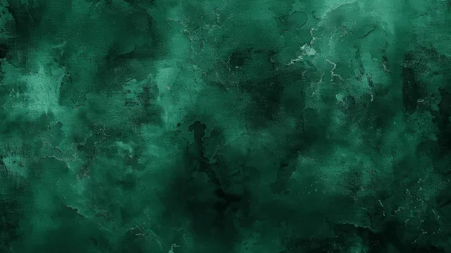 Dark emerald green watercolor texture featuring brush strokes, splashes, and grunge grain for a rich abstract background.