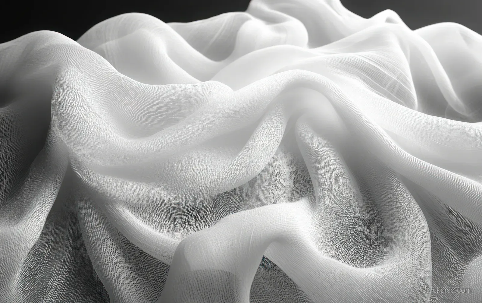 White twill silk scarf mockup draped over textured fabric with soft wrinkled folds.