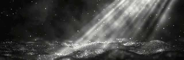 Grainy black and gray gradient background with wavy metallic light streaks and rough texture.