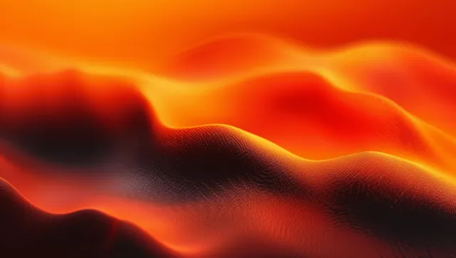 Abstract orange and black gradient background with blurred smoky waves and grain texture with Fire And Heat Mood