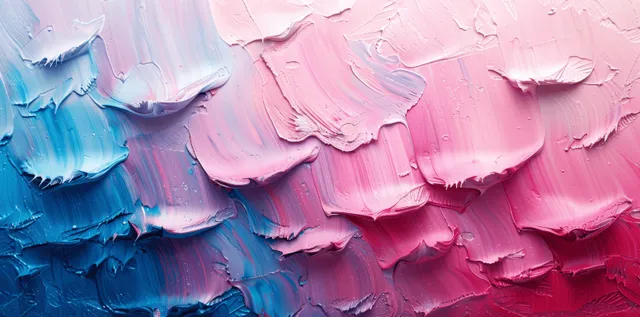 Pastel blue and pink underwater wave texture with raised impasto brushstrokes