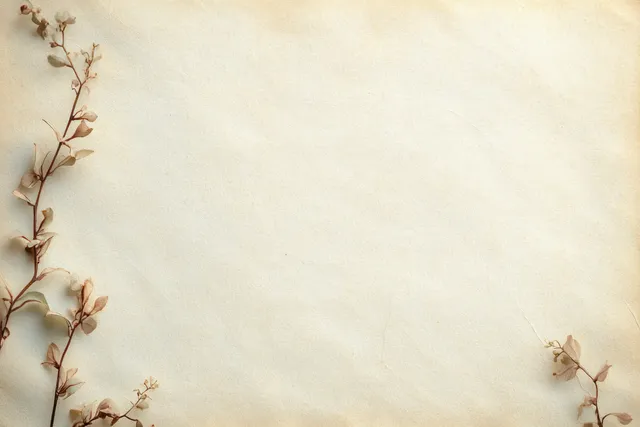 Dried twig branches with tiny flower buds sit along the edges of a textured cream background.