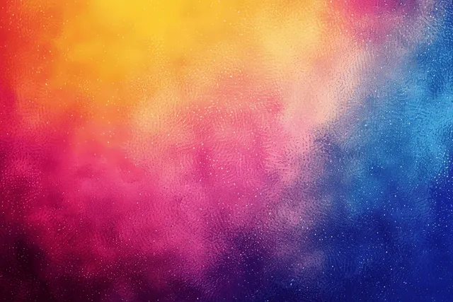 Soft smoky gradient background blending gold coral orange yellow peach with magenta and deep blue.
