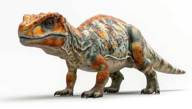 Pachycephalosaurus side view standing on white background with thick domed skull detail