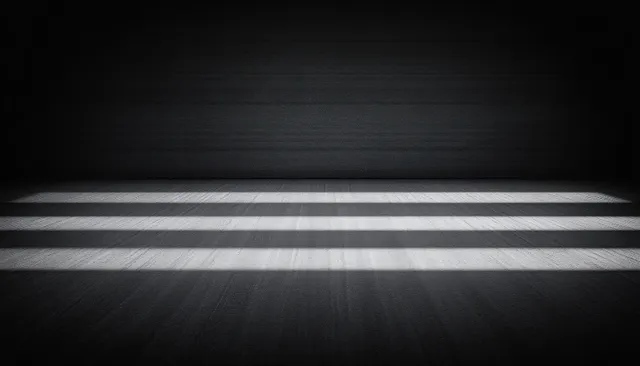 Monochrome abstract scene with layered horizontal lines fading into soft light gradient