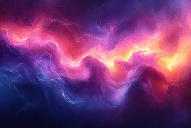 Abstract purple and blue nebula gradient background with soft swirls and film grain texture.