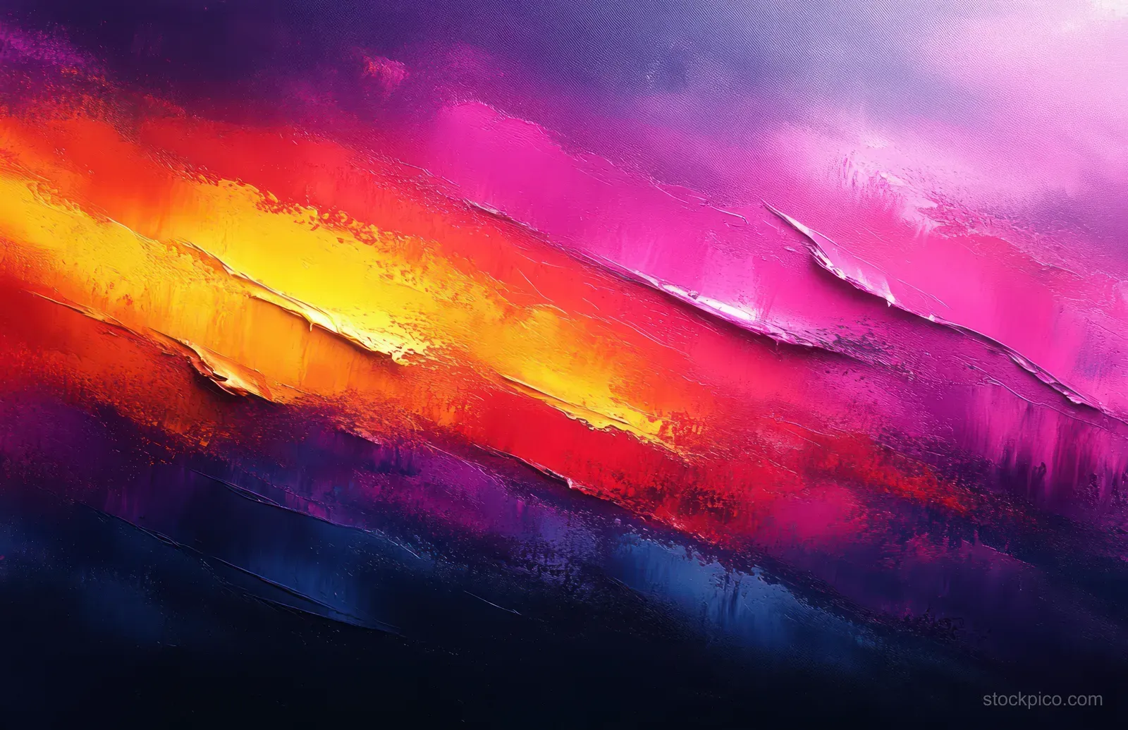 Neon glitch waves and fractured color bands stretch across a dark digital landscape with soft backlight haze.