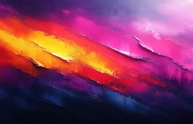 Neon glitch waves distort a dark digital landscape with glowing backlight haze