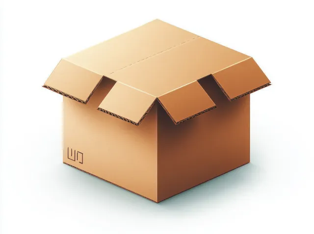 Light brown cardboard shipping box with open flaps isolated on a white background.