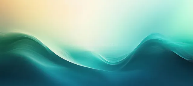Teal and green abstract gradient waves background with soft light and subtle film grain