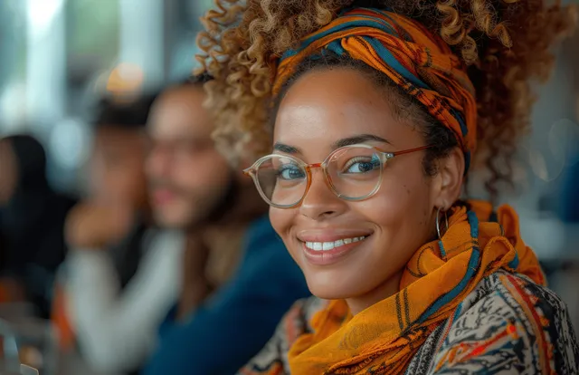 Diverse office professionals laughing during a collaborative business meeting around a table