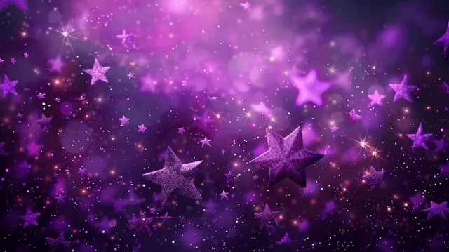 Purple starry cosmic background with glowing stars and nebula haze