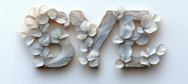 Leaf petal textured monogram letter B sits on a pale background with soft shadows.