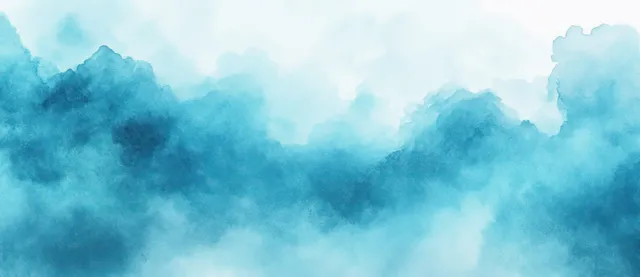 Turquoise and blue watercolor mist washes with soft brush strokes and hazy light