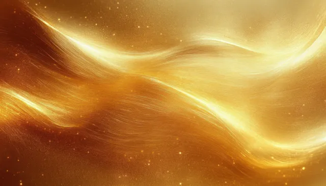 Golden metallic abstract swirl background with soft glow gradient and subtle texture