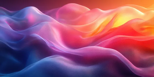 Pastel flowing fabric 3D waves with iridescent light reflections and soft gradients