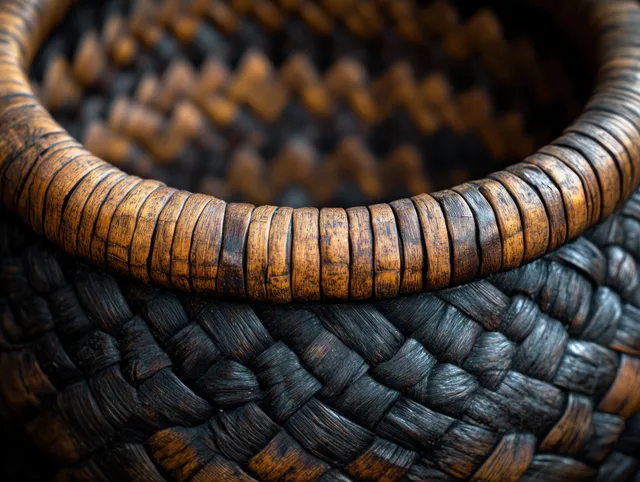 Natural Woven Basket with Leaf Motif for Spa and Bathroom Cosmetic Display
